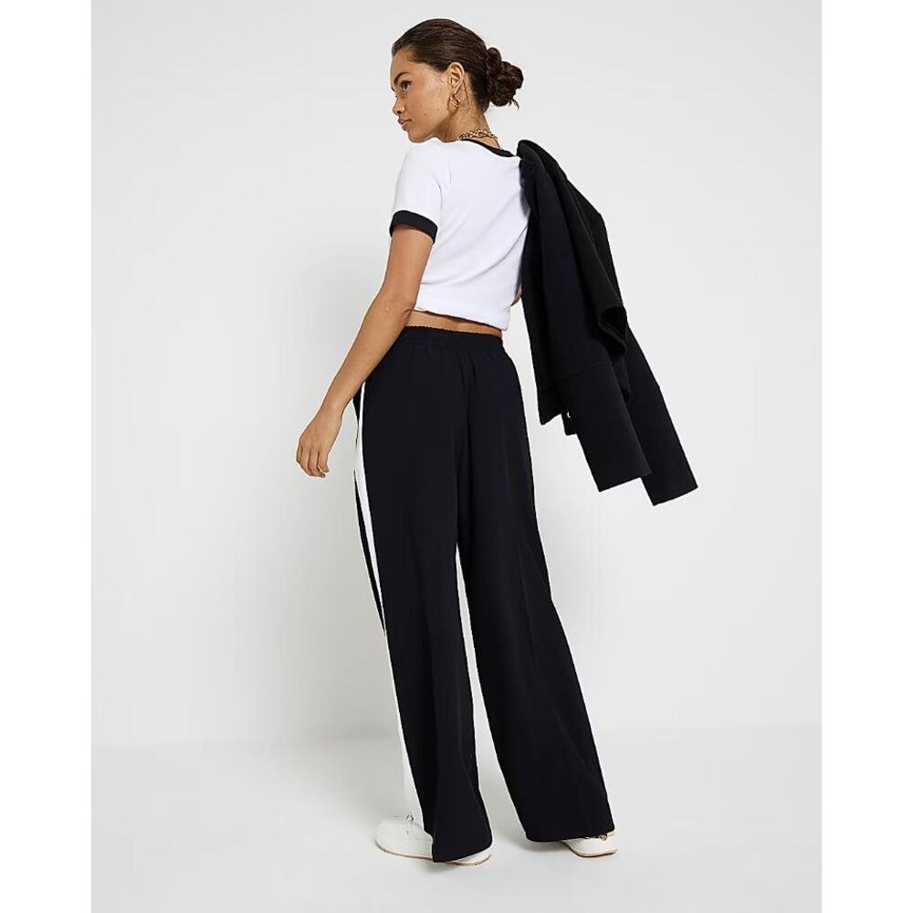 RIVER ISLAND Women's Black Waist Side Stripe Joggers Size 10 - Picture 4 of 12